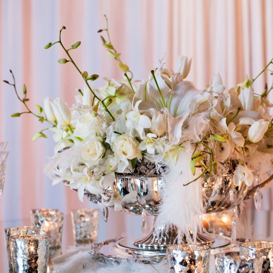 Beautiful flower and feather arrangement