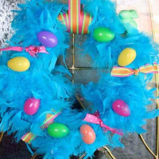 Colorful Easter wreath with boa