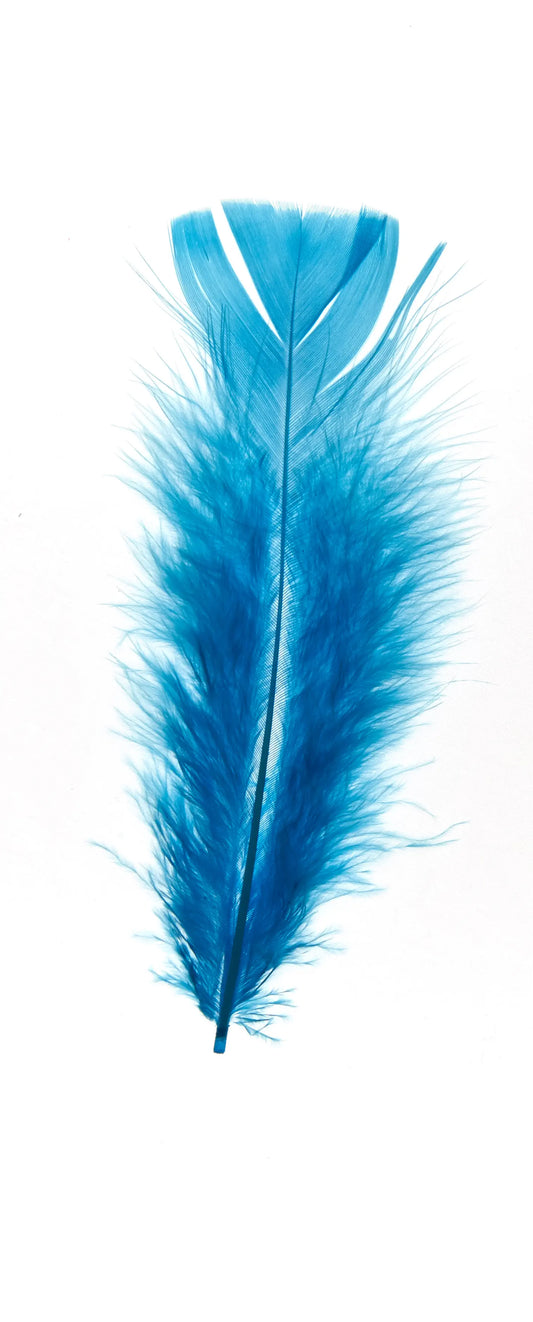 Plumas planas 15cm turquesa