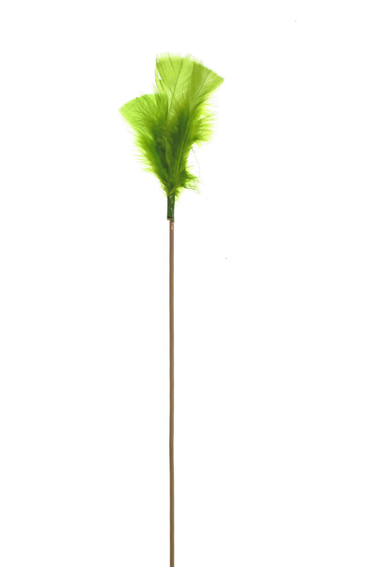 Plumas planas en un palito 50cm verde manzana