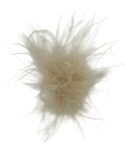 Pompon con etiqueta ecru 3cm