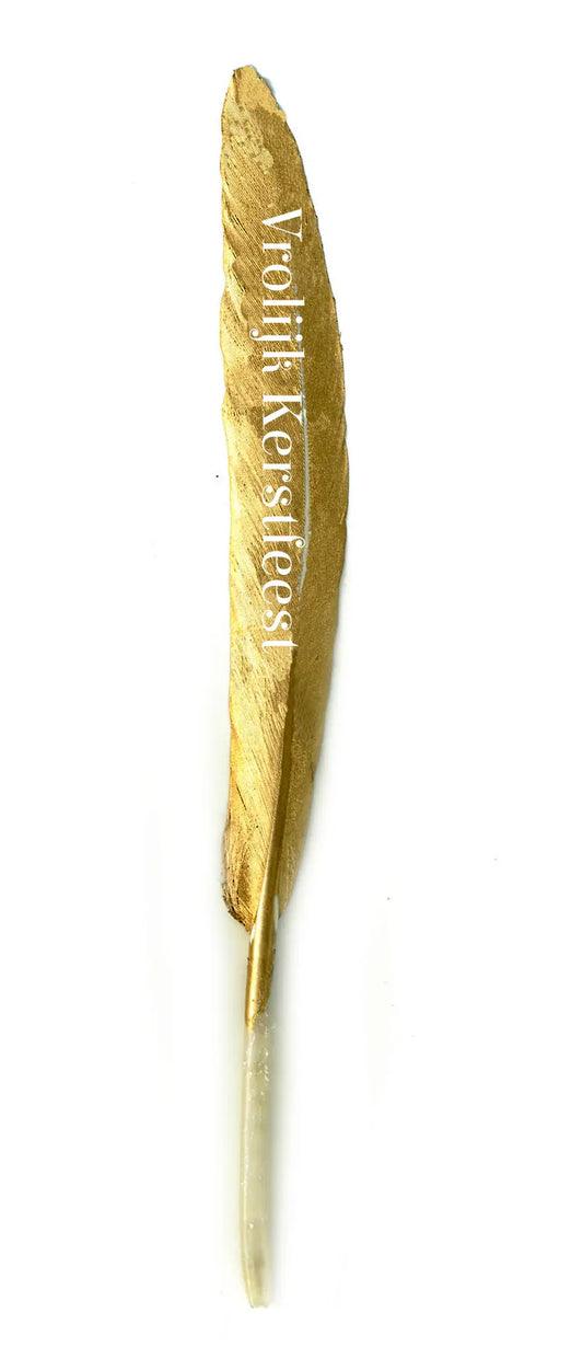 Pluma con deseo "Feliz Navidad" dorado 13-15cm